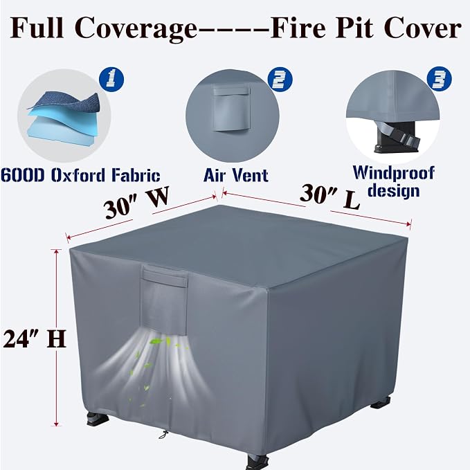 Chinchilla Heavy Duty 30 Inch Square Fire Pit Cover - Image 2