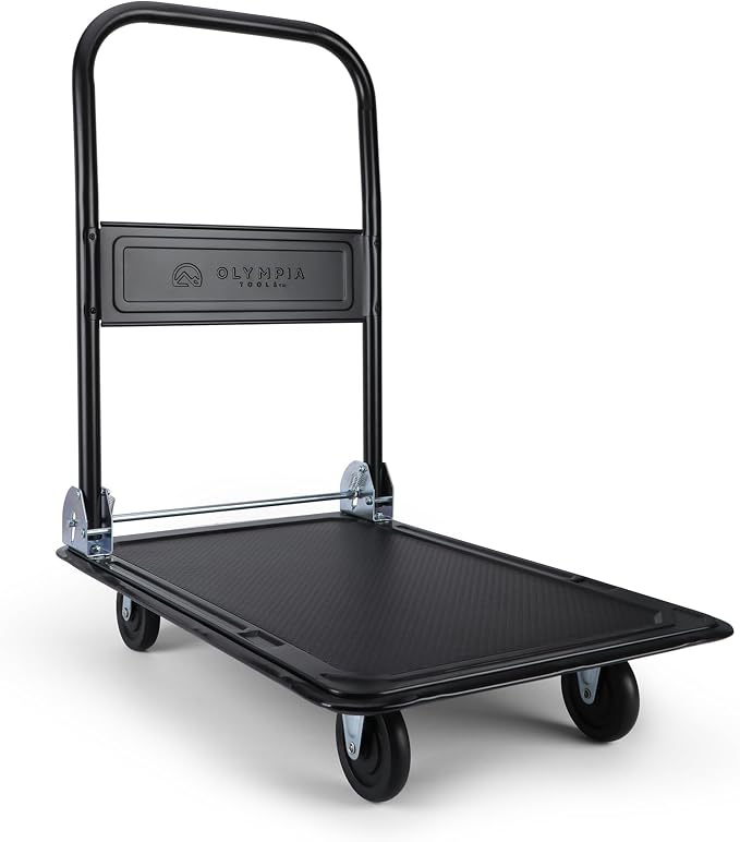 Olympia Tools Foldable Push Cart Dolly - 330 Lb. Capacity Heavy Duty Platform - Image 2