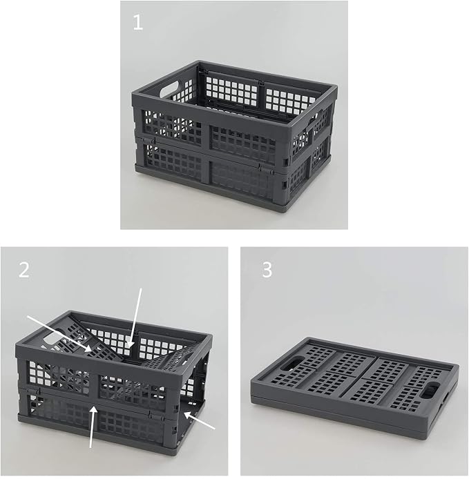 15 Liter Collapsible Crates, Plastic Folding Basket Bins Set of 3 - Image 4