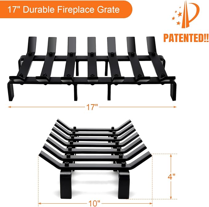 17“ Fireplace Grates Wood Stove Grate Rack Stove Burning Rack Heavy Duty Solid - Image 6