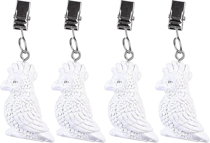 TwoFish Home Set of 4 White Macaw Tablecloth Weights Clips Handicraft White by TwoFishHomeFashionLLC