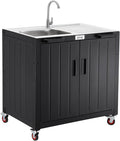 Freestanding Grill Cart with Sink and Cabinet, Movable Outdoor Cart Table with by Idealforcook