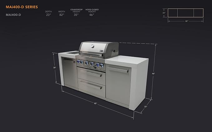 Mont Alpi MAi400-D 4-Burner 78000 BTU Deluxe Stainless Steel Outdoor Kitchen - Image 2