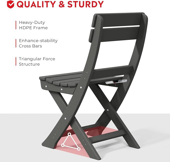 Costaelm Paradise 3-Piece Outdoor HDPE Folding Patio Bistro Table and Chairs - Image 8