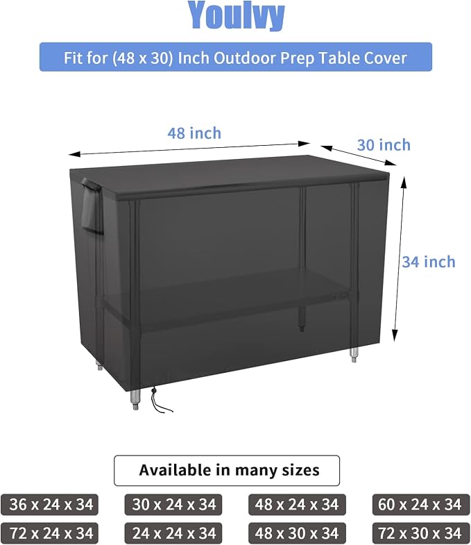 Outdoor Prep Table Cover 48 Inch, Waterproof Patio Stainless Steel Metal BBQ - Image 3