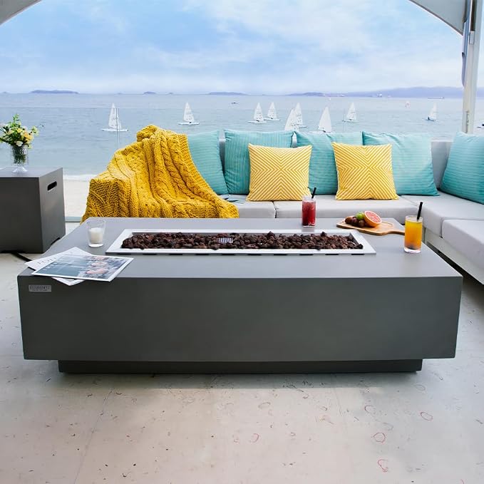 Elementi Granville Fire Pit Bundle Outdoor Firepit Set Includes 60” Natural Gas - Image 3