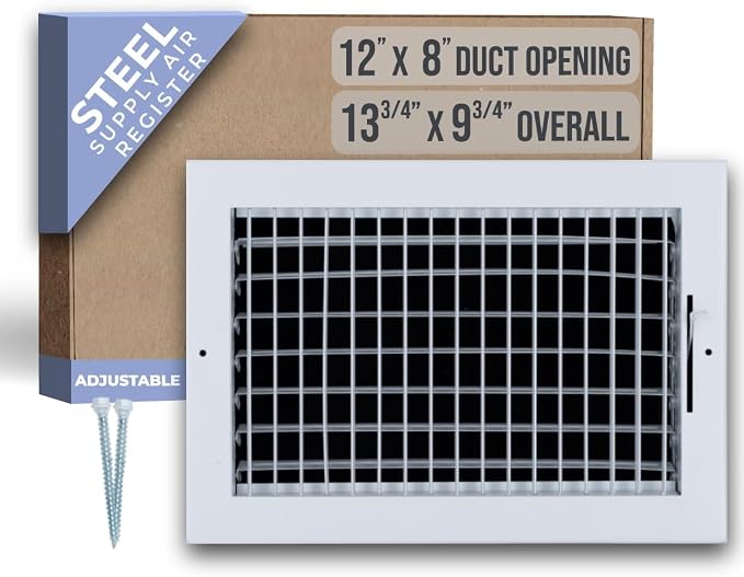Fits 12x8 Duct Opening Steel Adjustable Air Supply Grille by Handua | Register by Handua