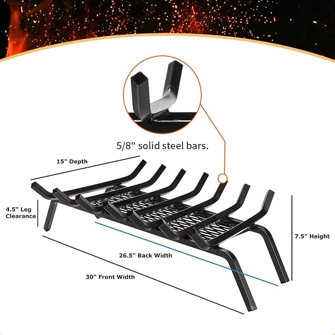 Heavy-Duty Steel Fireplace Grate - Image 4