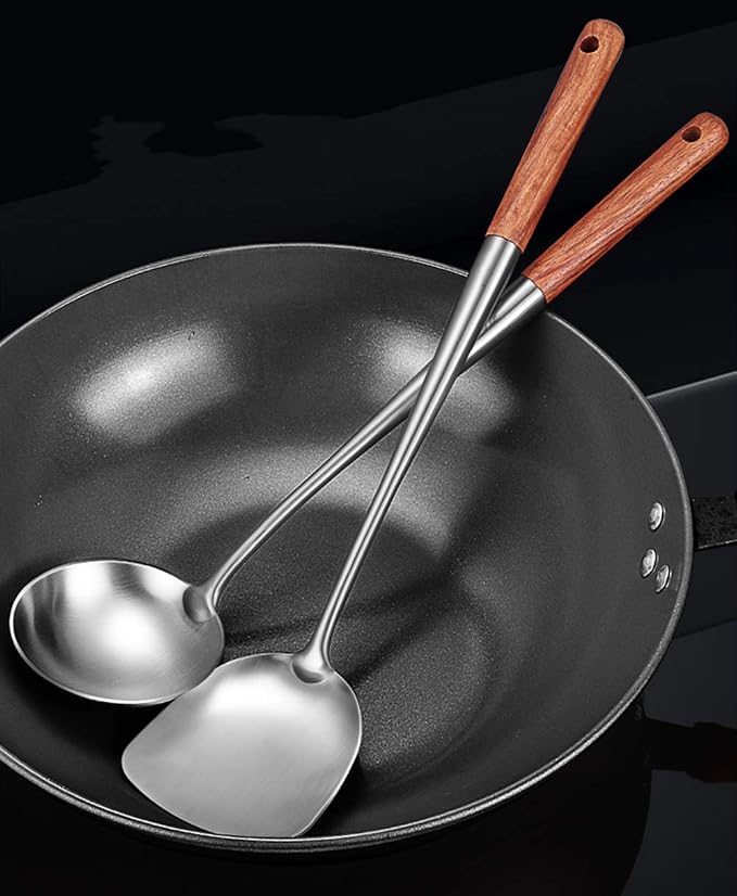 FJNATINH Wok Spatula and Ladle Tool Set, 17inches Spatula - Image 4