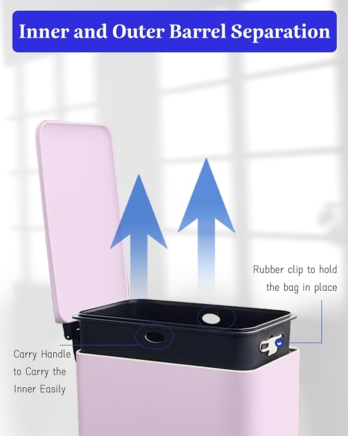 8 Gallon Step Trash Can with Soft Close Lid, 30L Stainless Steel Garbage Can - Image 6