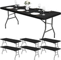 6 Pack Stretch Fabric Table Top Cap Cover, fits 6Ft Tables, Spandex Table by Pesonlook