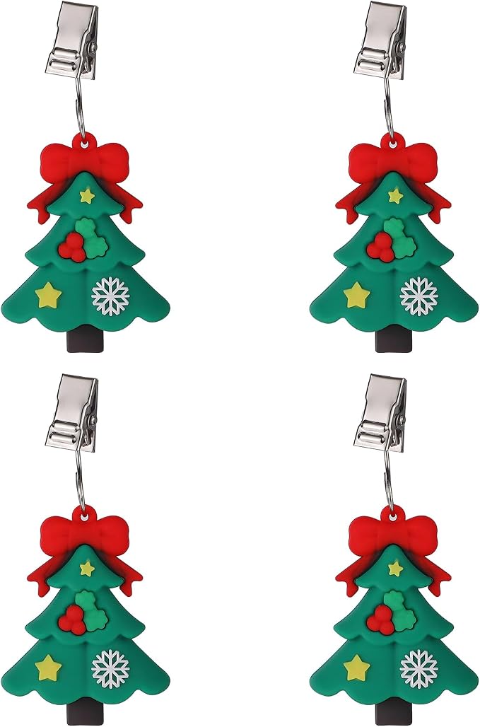 TwoFish Home Set of 4 Xmas Tree Tablecloth Weight Clamps Xmas Tree Style - Image 4
