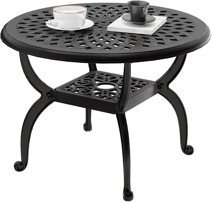 Cast Aluminum Outdoor Side Table, All Weather Round Bistro Table, Outdoor by Embraceartofoutdoorliving