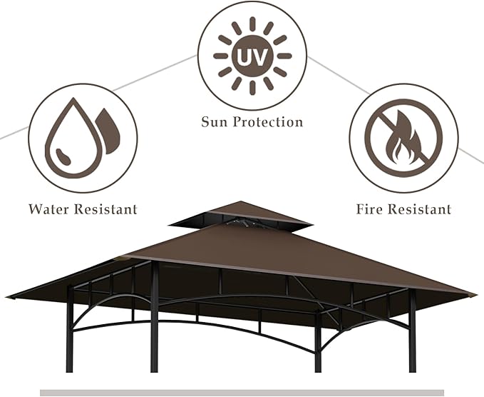 Canopy Replacement Top for BBQ Gazebo, Polyester, Waterproof, Brown