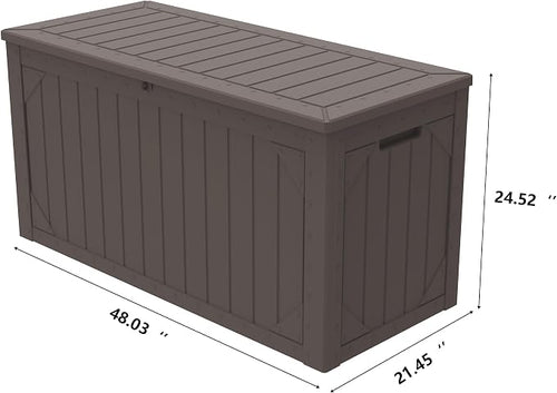 100 Gallon Outdoor Storage Box Waterproof, Lockable Resin Deck Box Patio - Image 2