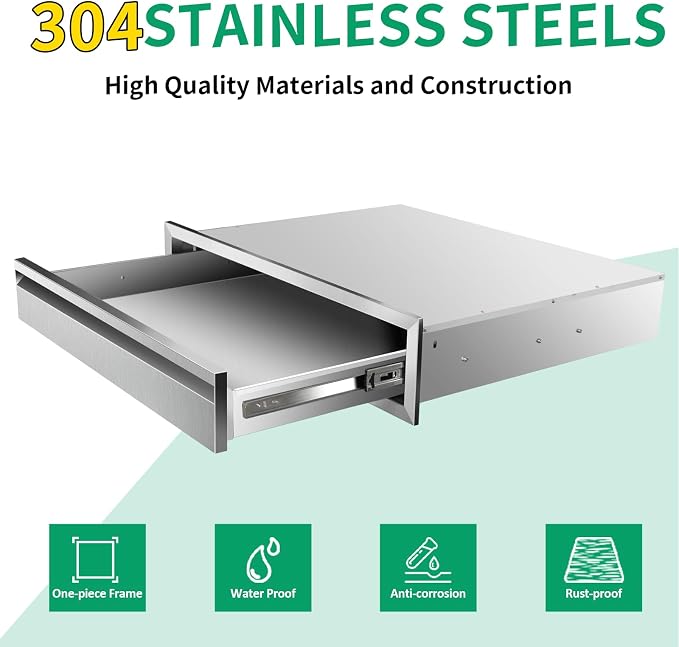 Outdoor Kitchen Drawers 24" W x 6.5" H x 23" D Stainless Steel Single Drawers - Image 3