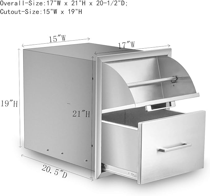 Stainless Steel Paper Towel Holder Double Drawer 17W21H21D Works - Image 2