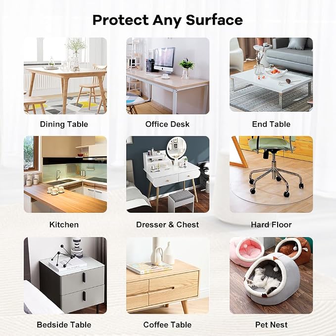 36x62 Inch Rectangle Transparent PVC Table Cover Pad Clear Plastic Dining Room - Image 6