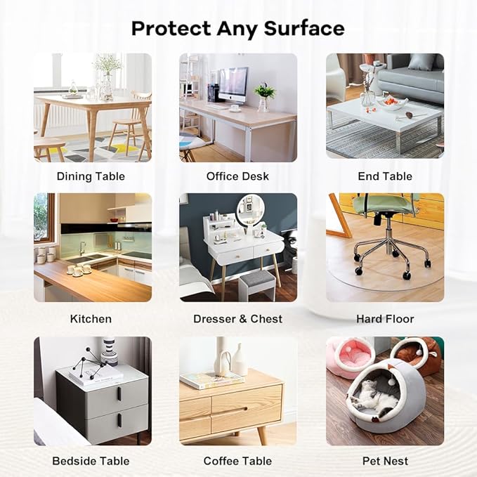 42x63 inch 1.5mm Thick Clear PVC Dining Table Protector Crystal Desk Cover Pad - Image 6