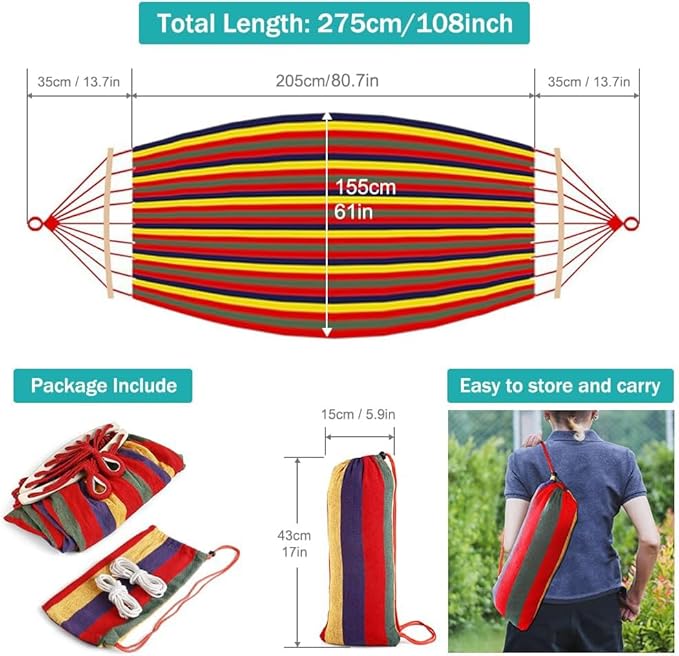 Hammock, Red 320G Canvas, 550 lb Capacity, 80.7 x 61 Inch Bed