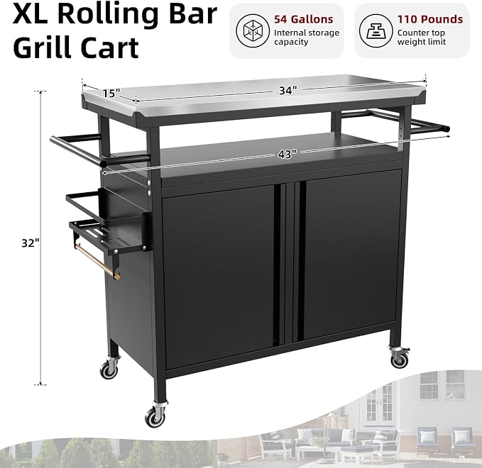 Outdoor Grill Cart Bar Cart - Image 3