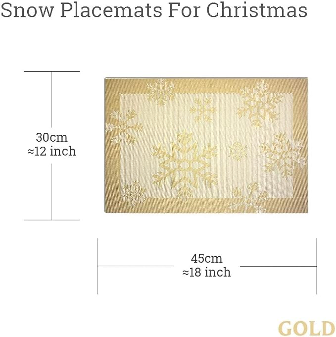 Christmas Placemats Set of 6 Vinyl Woven Non-Slip Placemats Washable Easy to - Image 2