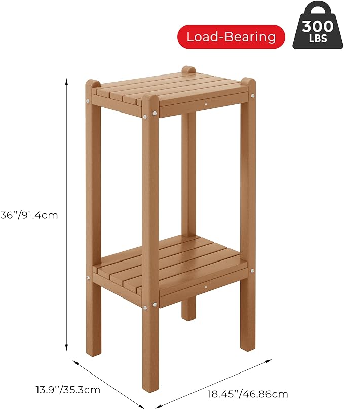 Costaelm Outdoor Side Table, 2-Tier Small Patio Coffee Tables - Image 3