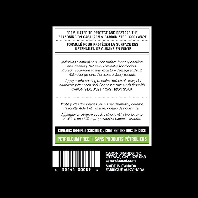 CARON & DOUCET - Cast Iron Cleaning & Conditioning Set: Seasoning Oil & - Image 8