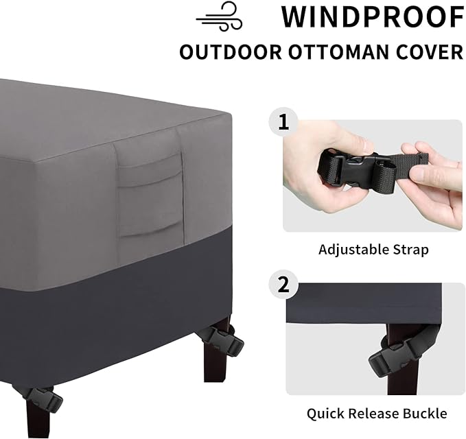 Easy-Going Outdoor Ottoman Cover, Waterproof Patio Ottoman Cover, Heavy Duty - Image 5