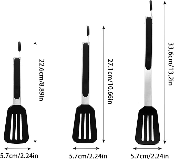 Tongs with Locking Ring, Stainless Steel and Silicone, Black, 12 Inch