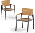 Outdoor Patio Dining Chairs Set of 2, Aluminum & HDPS All-Weather by ComfCove