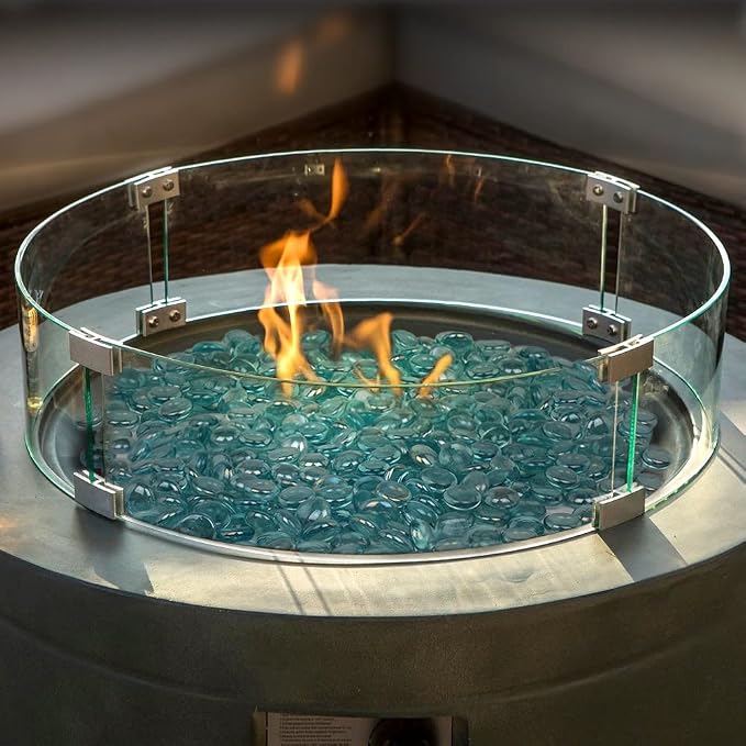 Holy Fire 23" x 6" Round Fire Pit Glass Wind Guard Clear Tempered Glass Flame - Image 3