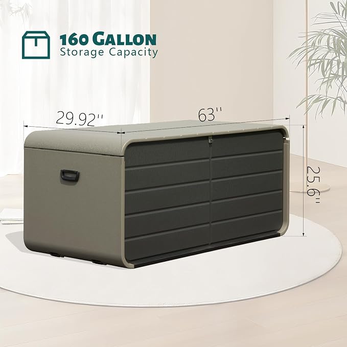 Domi 160 Gallon Outdoor Storage Box – Waterproof, UV-Resistant Deck Box - Image 2