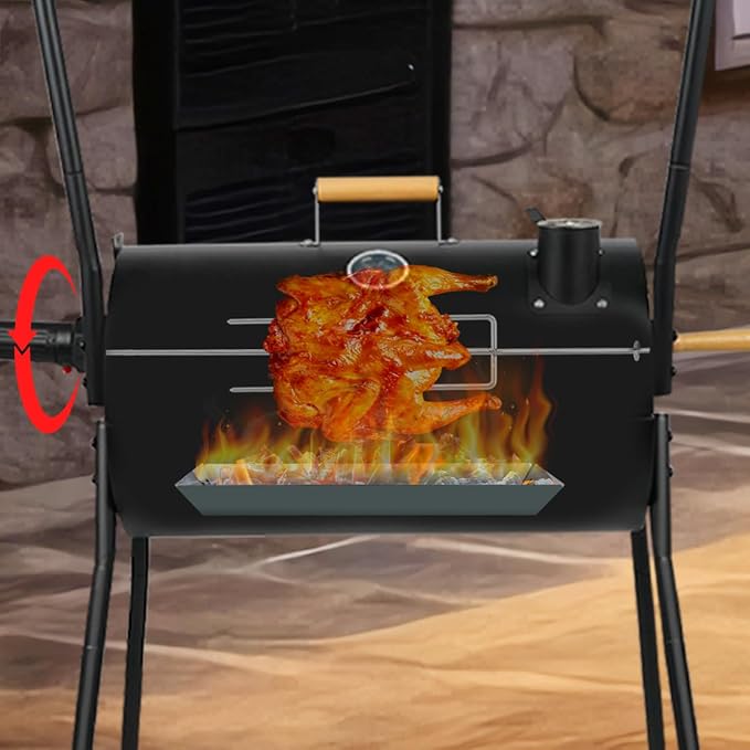 Portable Charcoal Grill with Thermometer, Double-sided Smoker Grill - Image 6