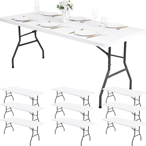 10 Pack Stretch Fabric Table Top Cap Cover, fits 8Ft Tables, Spandex Table by Pesonlook