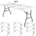 10 Pack Stretch Fabric Table Top Cap Cover, fits 6Ft Tables, Spandex Table by Pesonlook