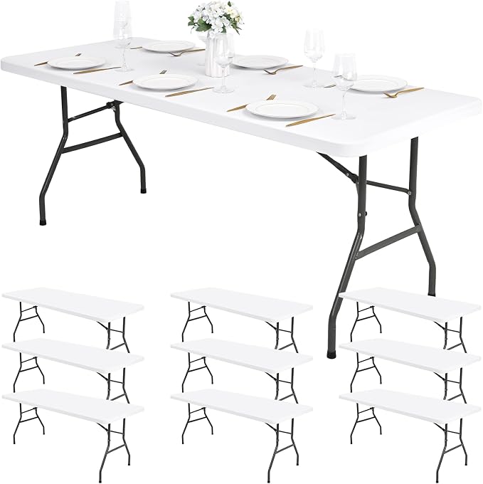 10 Pack Stretch Fabric Table Top Cap Cover, fits 6Ft Tables, Spandex Table by Pesonlook