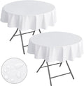 Nasitos 2 Pack Round White Tablecloth 60 Inch-Flannel Backed Vinyl Plastic by Nasitoshomedecor