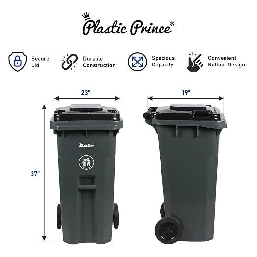 32 Gallon Trash Can with Wheels Outdoor Trash Can with Wheels and Lid - Image 4
