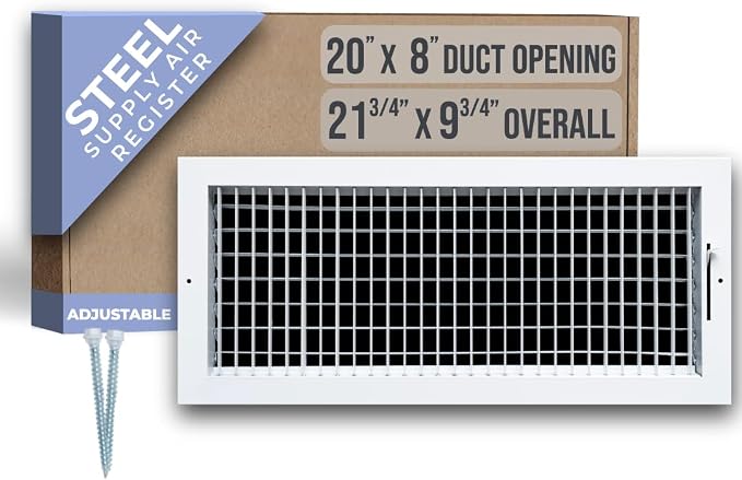 Fits 20x8 Duct Opening Steel Adjustable Air Supply Grille by Handua | Register by Handua