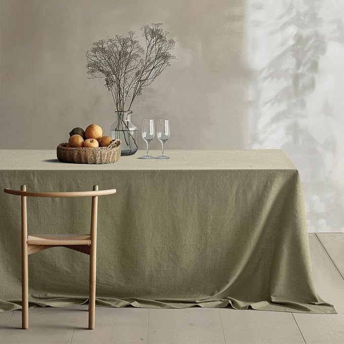 MIULEE Linen Cotton Blend Tablecloth Rectangle, Luxury Waterproof Stain - Image 3