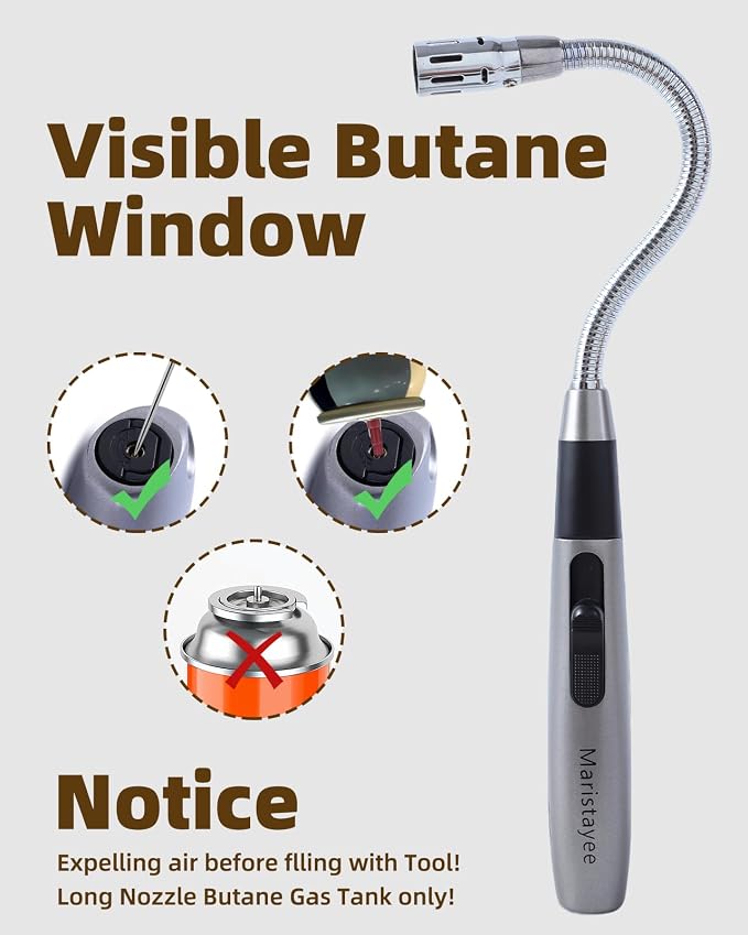 Butane Lighter Long Jet Flame Lighter, Refillable Torch, 360° Flexible Neck - Image 6