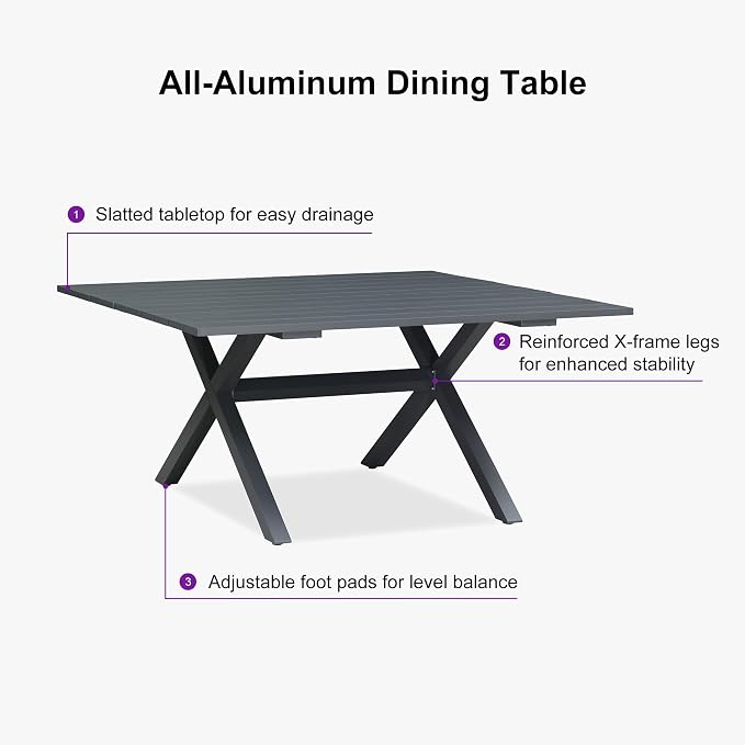 PURPLE LEAF 9 Pieces Outdoor Dining Set All Weather Wicker Patio Dining Set - Image 9