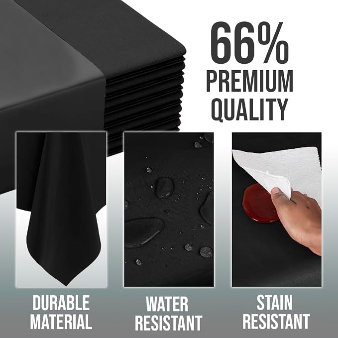 Exquisite Black Round Tablecloths Plastic Table Cloth Disposable 48 Pack 84" - Image 3