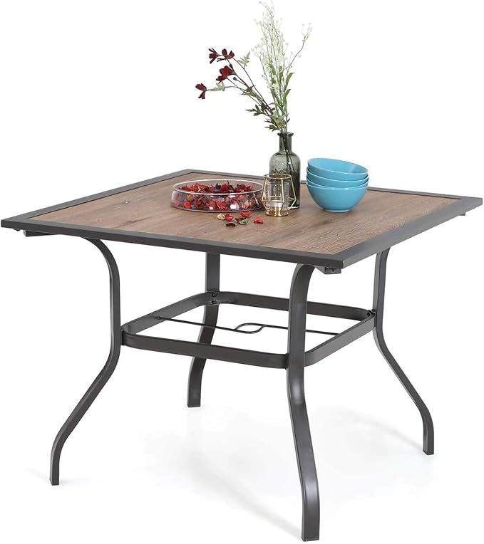 MFSTUDIO 37" Square Backyard Bistro Table Patio Dining Table Outdoor Furniture by MFSTUDIO
