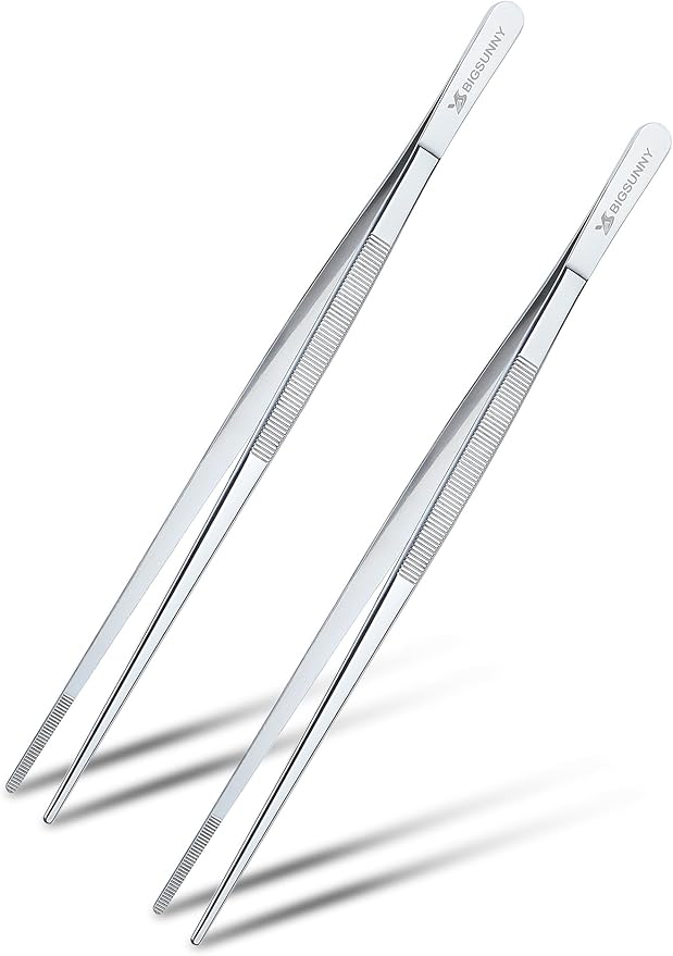 Stainless Steel Kitchen Tongs with Fine Tips, 3 Sizes, Silver