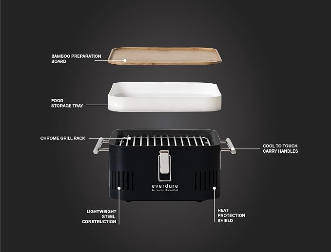 Everdure CUBE Portable Charcoal Grill, Tabletop BBQ, Perfect Tailgate, or - Image 2