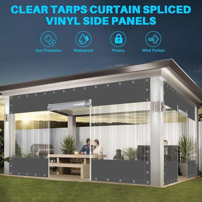 Clear Vinyl Curtains with Zippered Entry, 23oz Heavy Duty Waterproof Anti-UV - Image 5