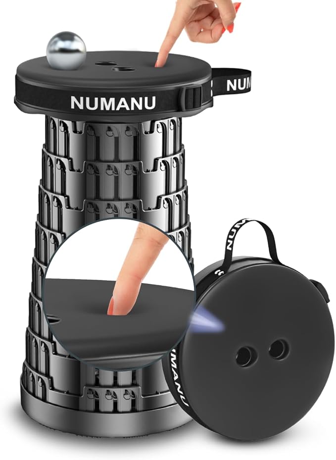 NUMANU 2025 Upgraded Padded Collapsible Stool, Max 620lbs 2.5"-18" H Adjustable by NUMANU