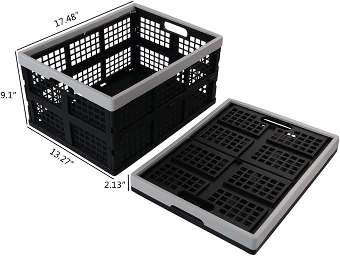 Jekiyo 34-Liter Folding Crates Storage, Collapsible Container Plastic - Image 2